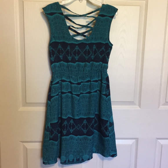 Blue polyester dress - Picture 3 of 4